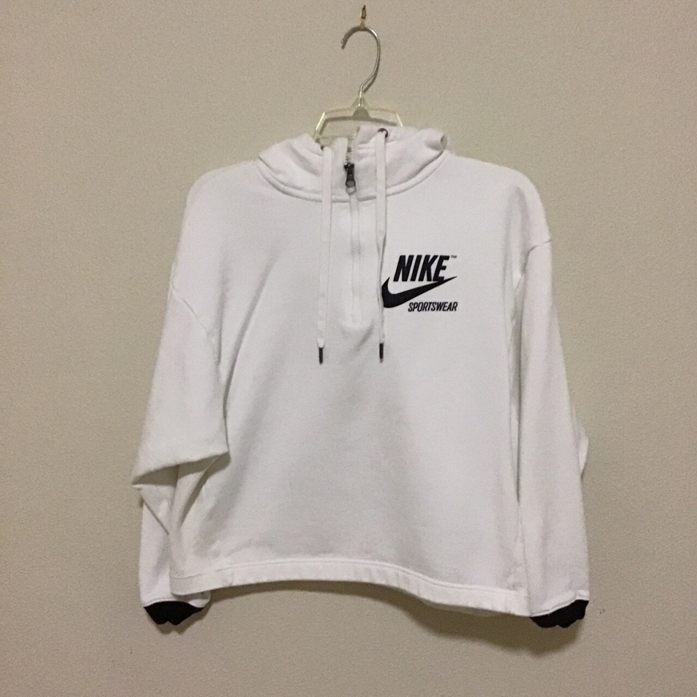 White NIKE quarter zip hoodie